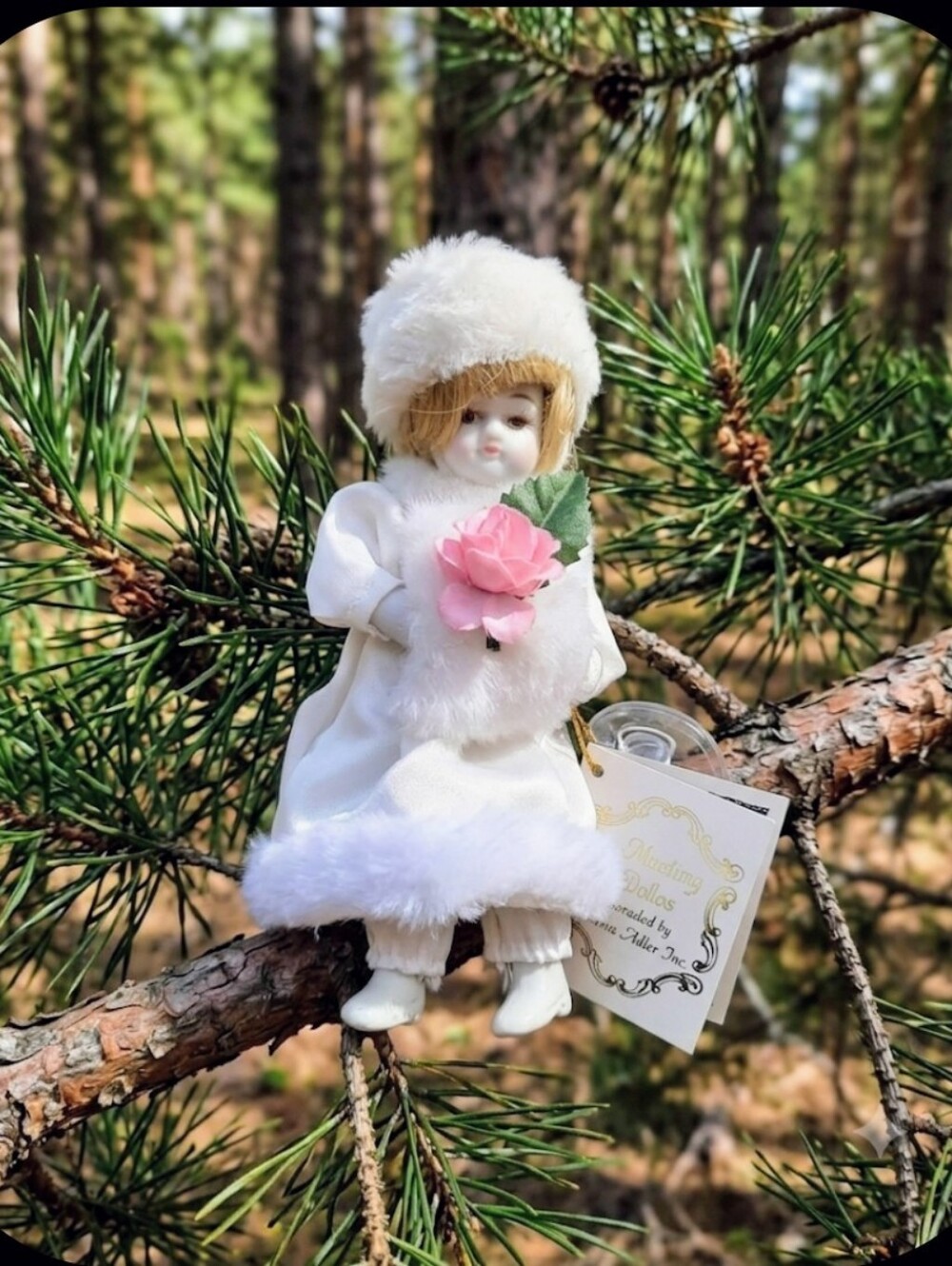 Vtg '84 Kurt Adler bisque doll ornament Christmas old fashioned